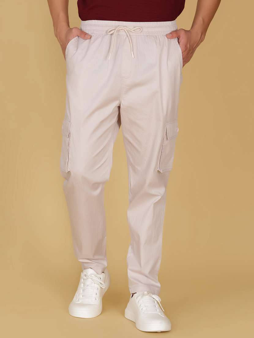 men solid mid rise cargo
