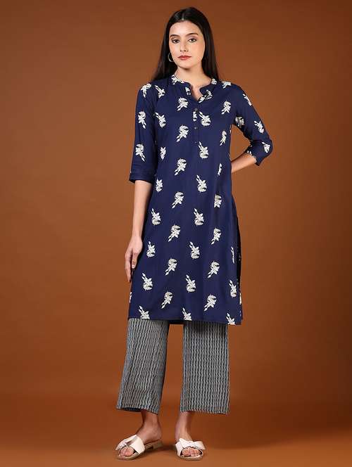 women three quarter sleeve kurta and pant set - 22164337 -  Standard Image - 0