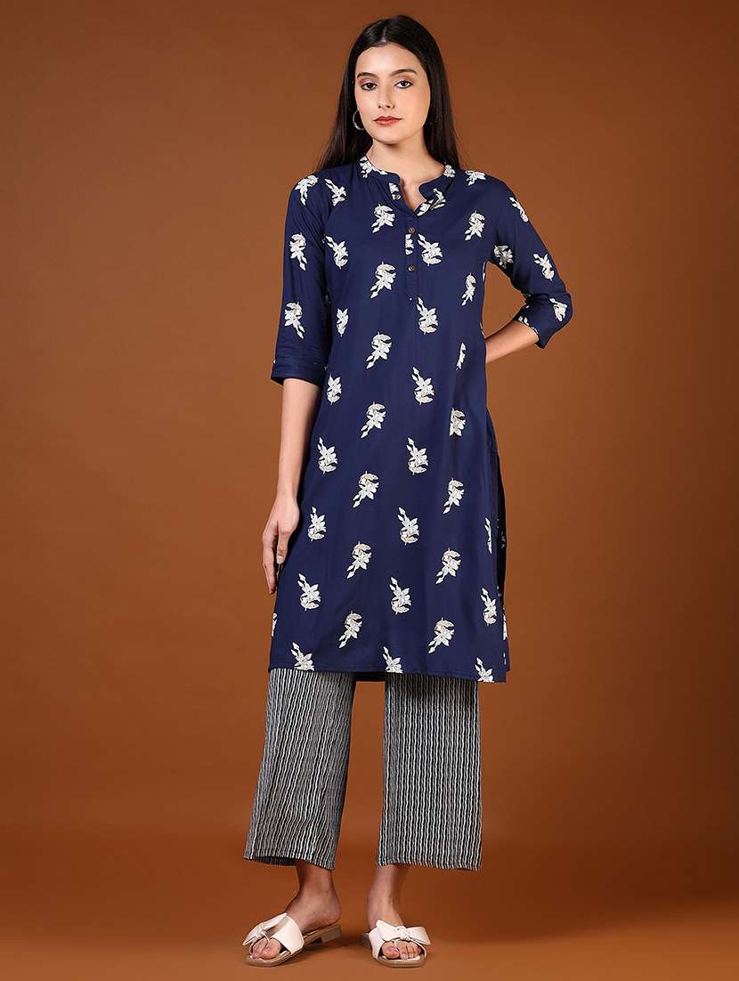 women three quarter sleeve kurta and pant set