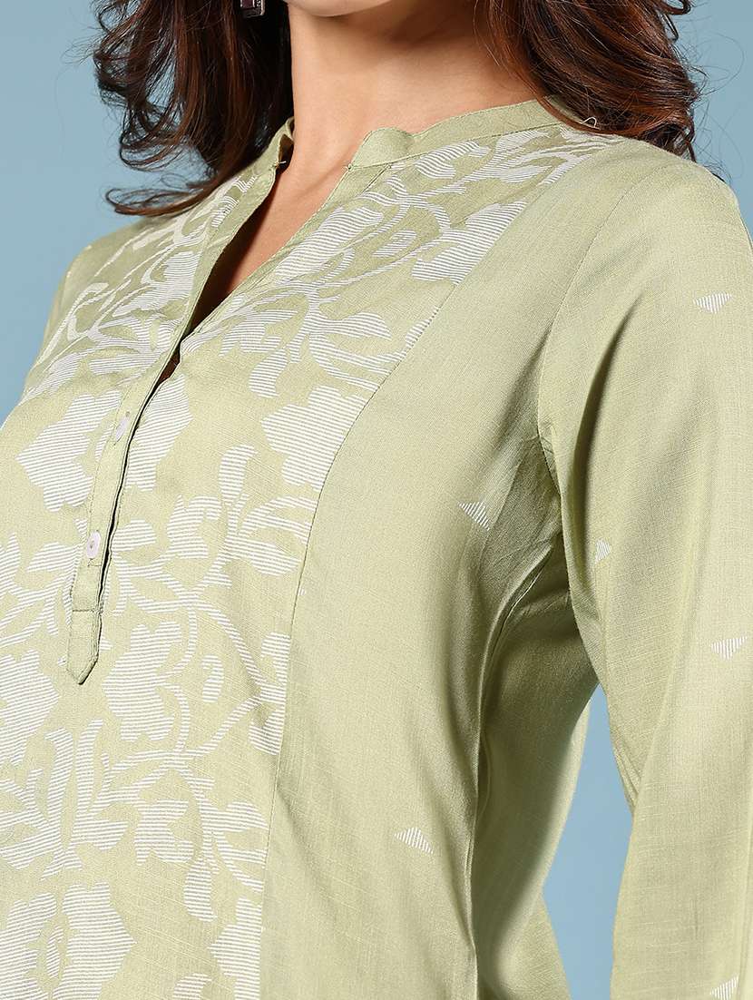 women floral printed three quarter sleeve straight kurta - 22164350 -  Standard Image - 5