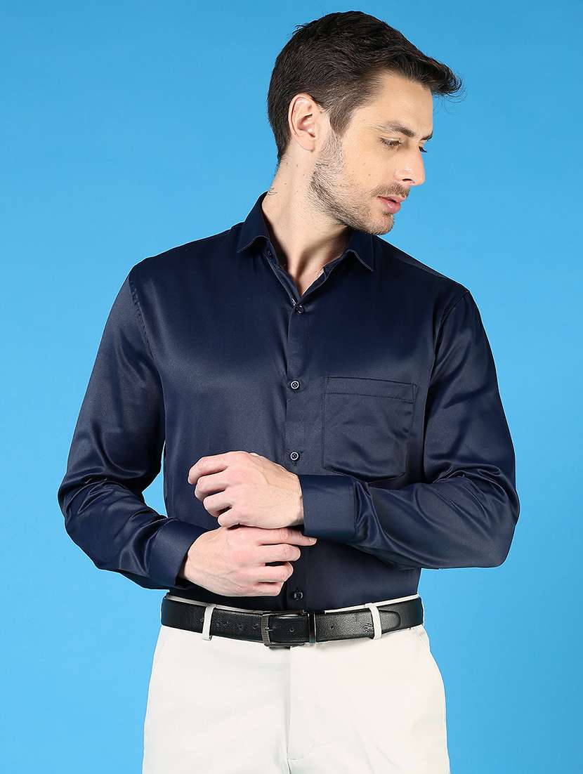 men solid long sleeve regualr fit formal shirt