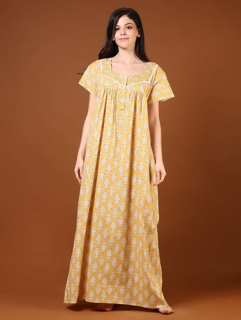 women printed short sleeve nighty