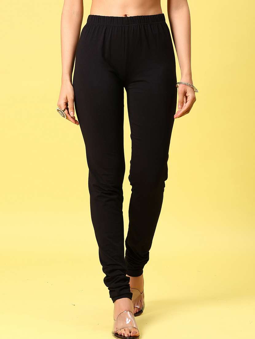 women solid mid rise full length legging