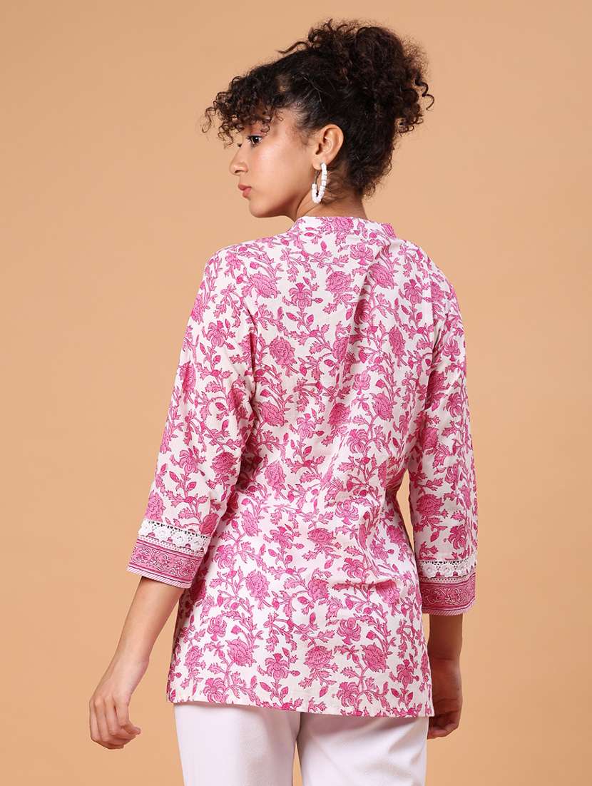 women floral printed three quarter sleeve a-line kurta  - 22164479 -  Standard Image - 3