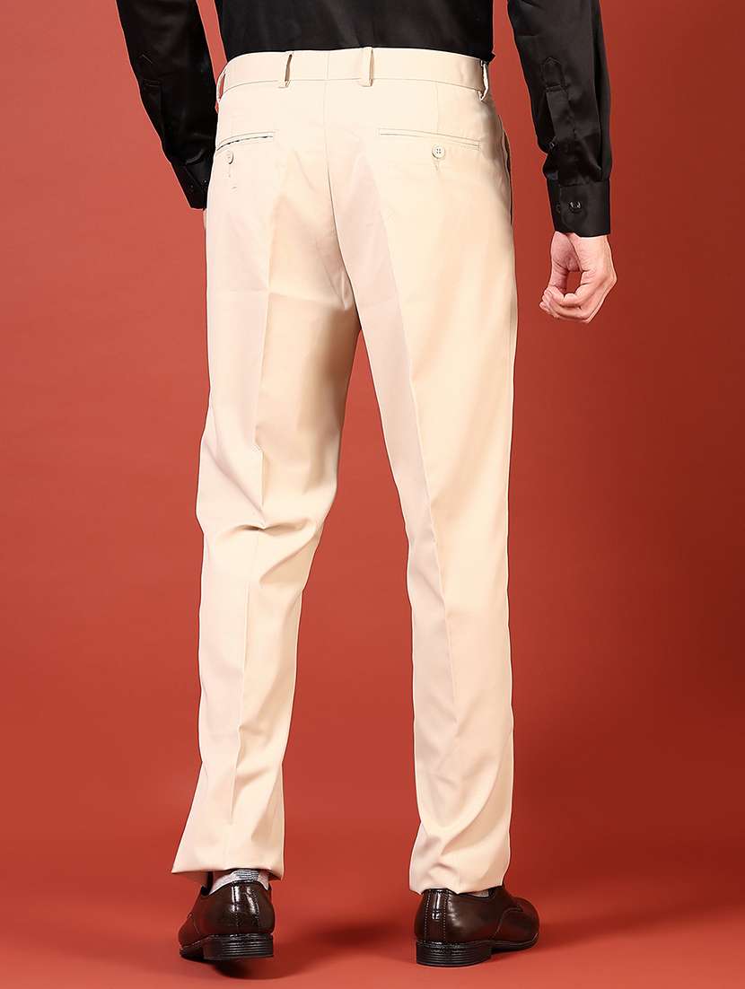 men solid mid rise flat front formal trouser - 22164527 -  Standard Image - 3