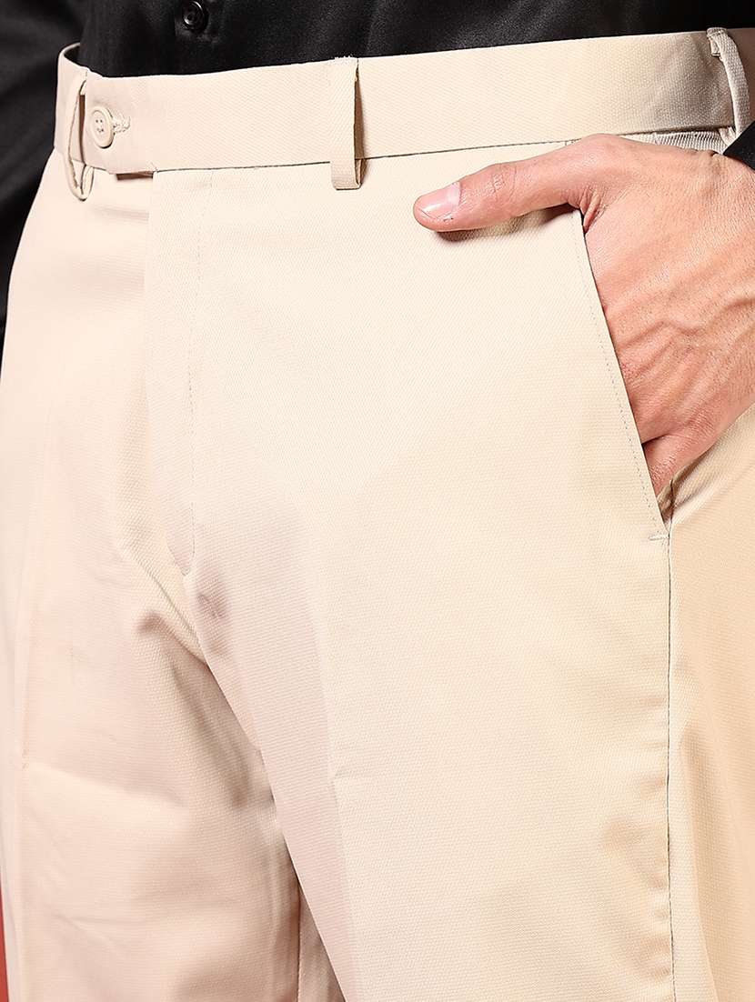 men solid mid rise flat front formal trouser - 22164527 -  Standard Image - 5