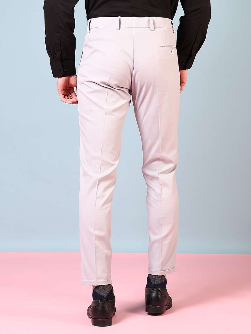 men solid mid rise flat front formal trouser - 22164528 -  Standard Image - 3