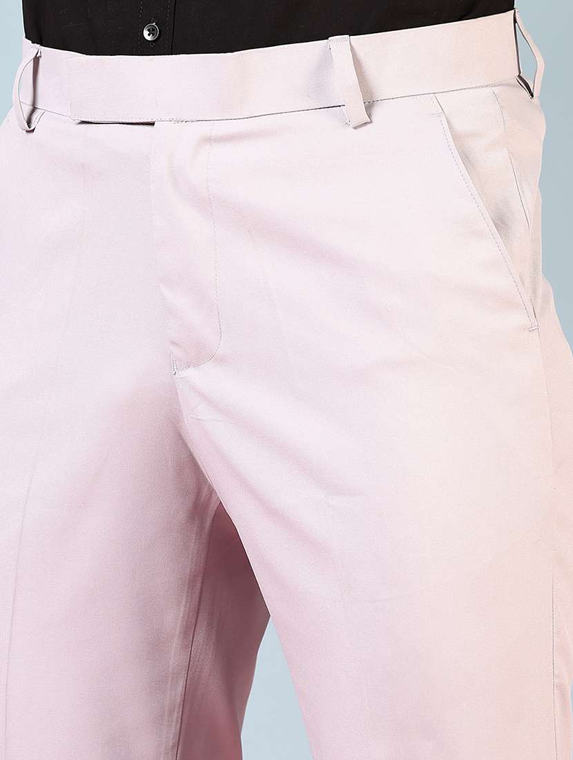 men solid mid rise flat front formal trouser - 22164528 -  Standard Image - 5