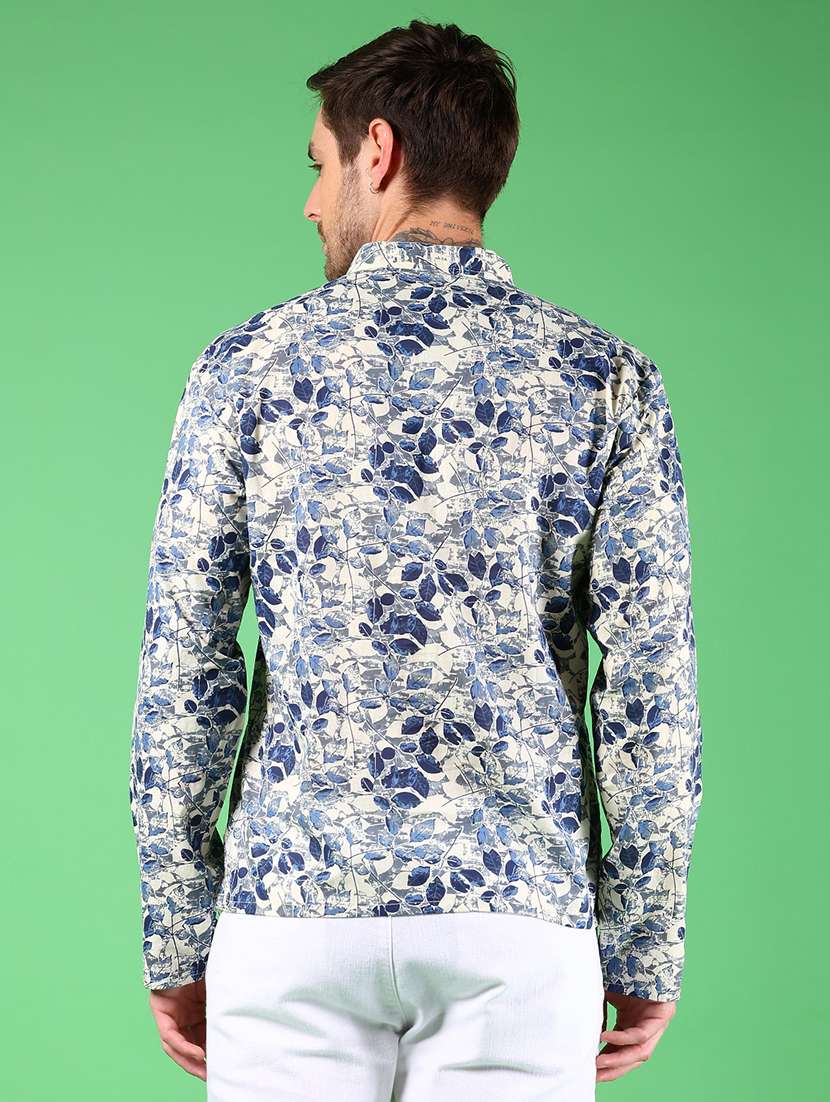 men printed mandarin neck short kurta - 22164543 -  Standard Image - 3