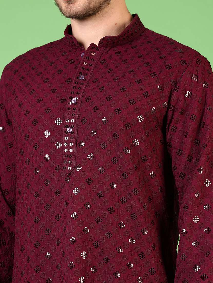 men embroidered long sleeve kurta and pyjama set - 22164570 -  Standard Image - 5