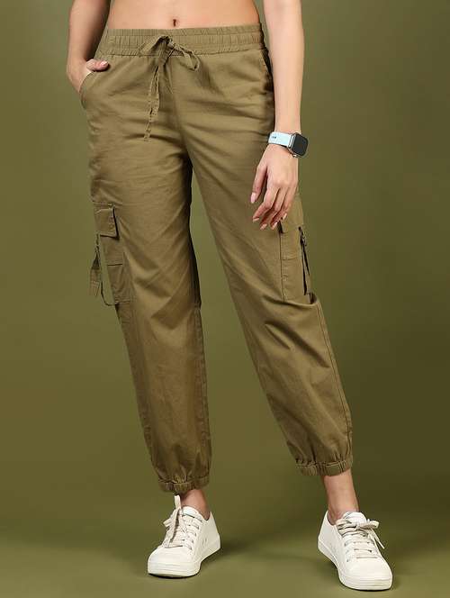 women solid mid rise regular fit jogger - 22164605 -  Standard Image - 0