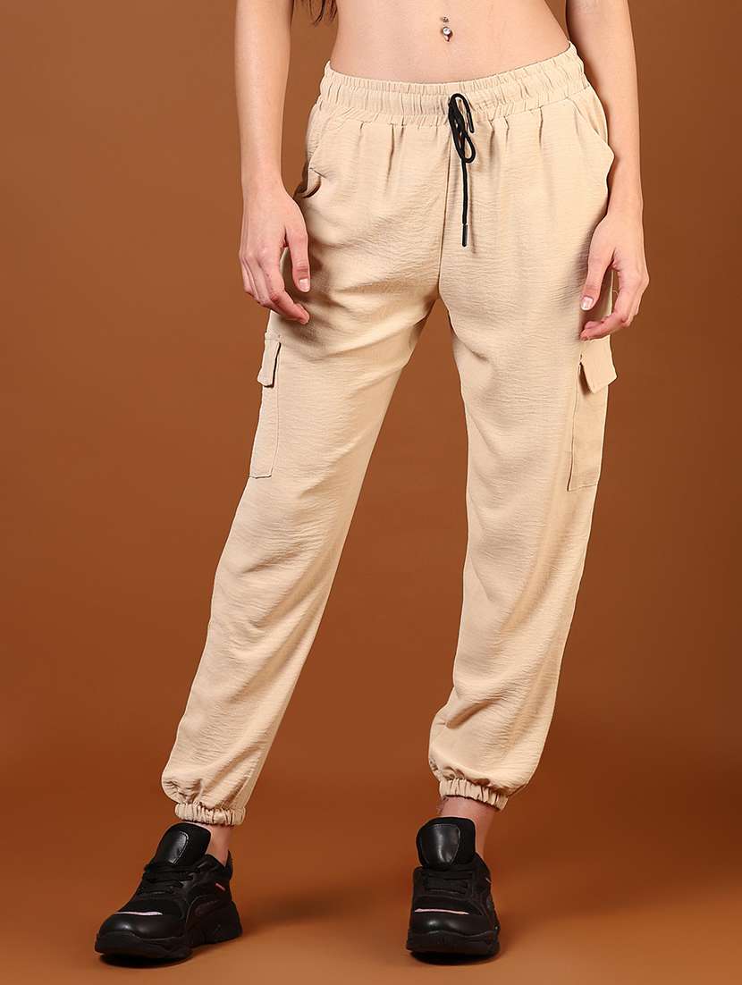 women solid mid rise regular fit jogger
