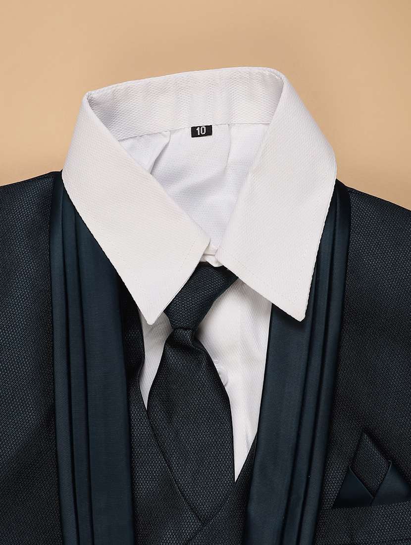 boys solid blazer and trouser with shirt set - 22164630 -  Standard Image - 3