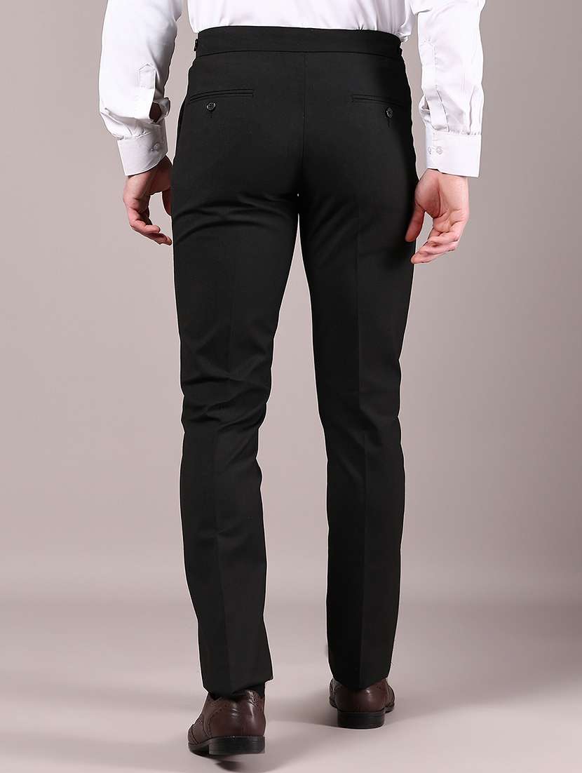 men solid mid rise flat front formal trouser - 22164698 -  Standard Image - 3