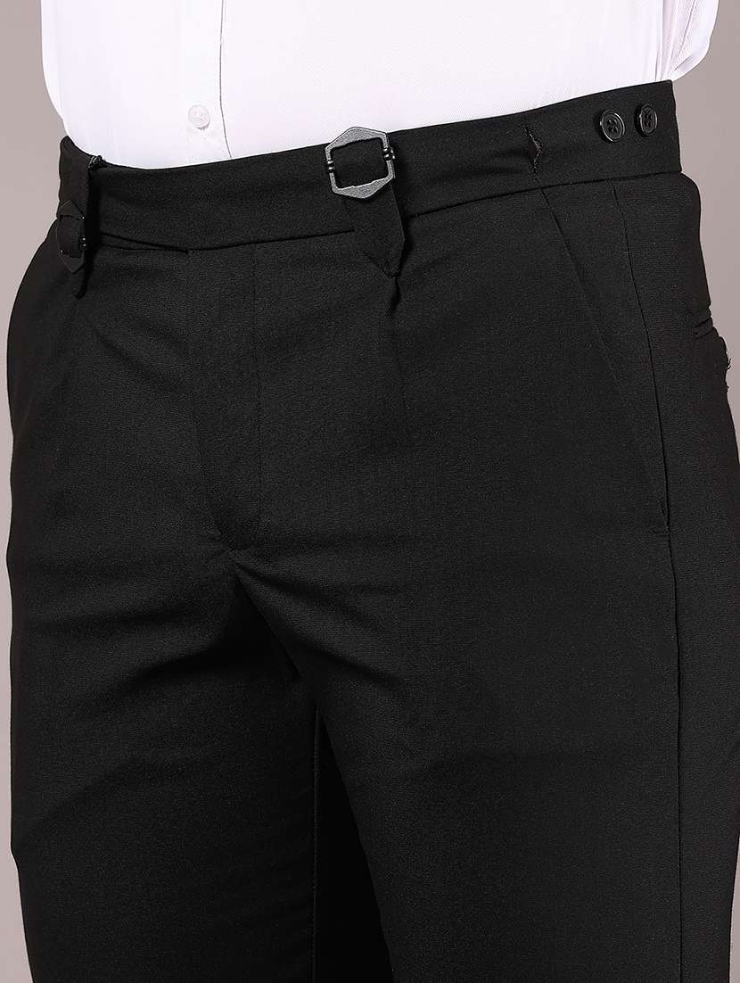 men solid mid rise flat front formal trouser - 22164698 -  Standard Image - 5
