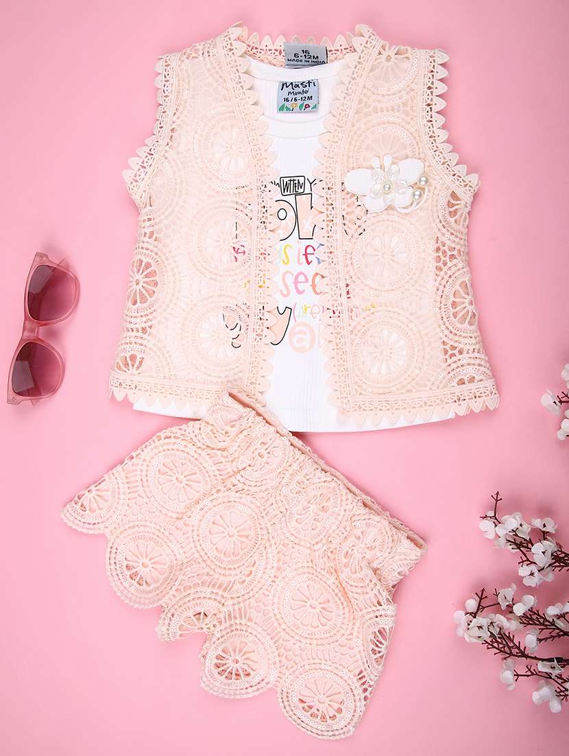 girls self designed shorts & top co-ord set