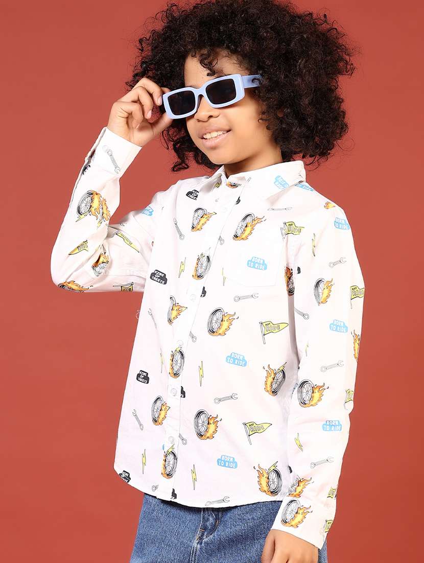 boys printed long sleeve casual shirt