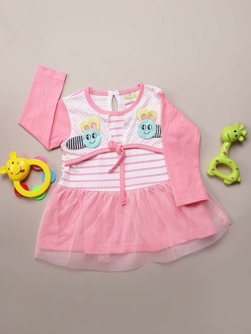 kids printed long sleeves frock with bloomer