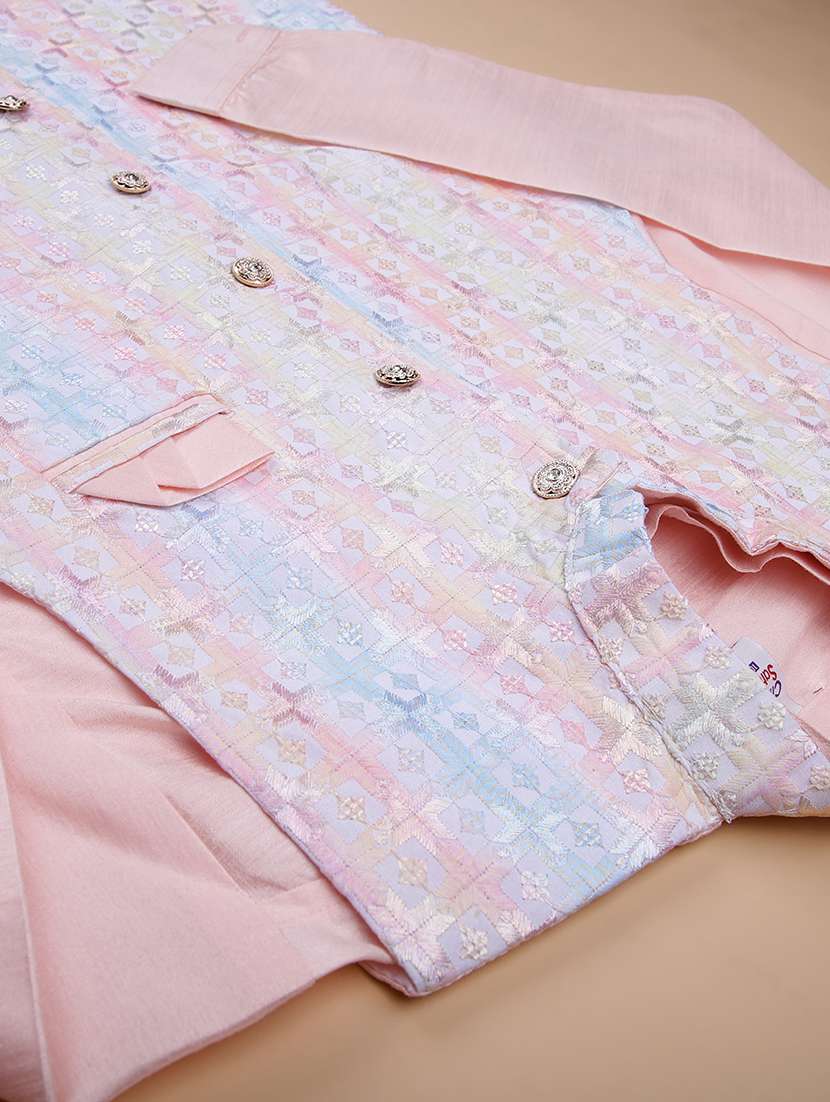 boys embroidered kurta and pyjama set with jacket - 22165070 -  Standard Image - 3