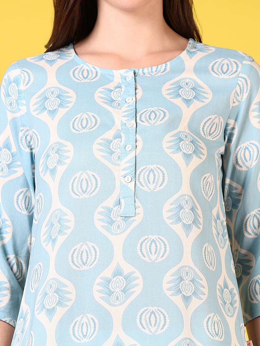 women printed three quarter sleeve straight kurta - 22165203 -  Standard Image - 5
