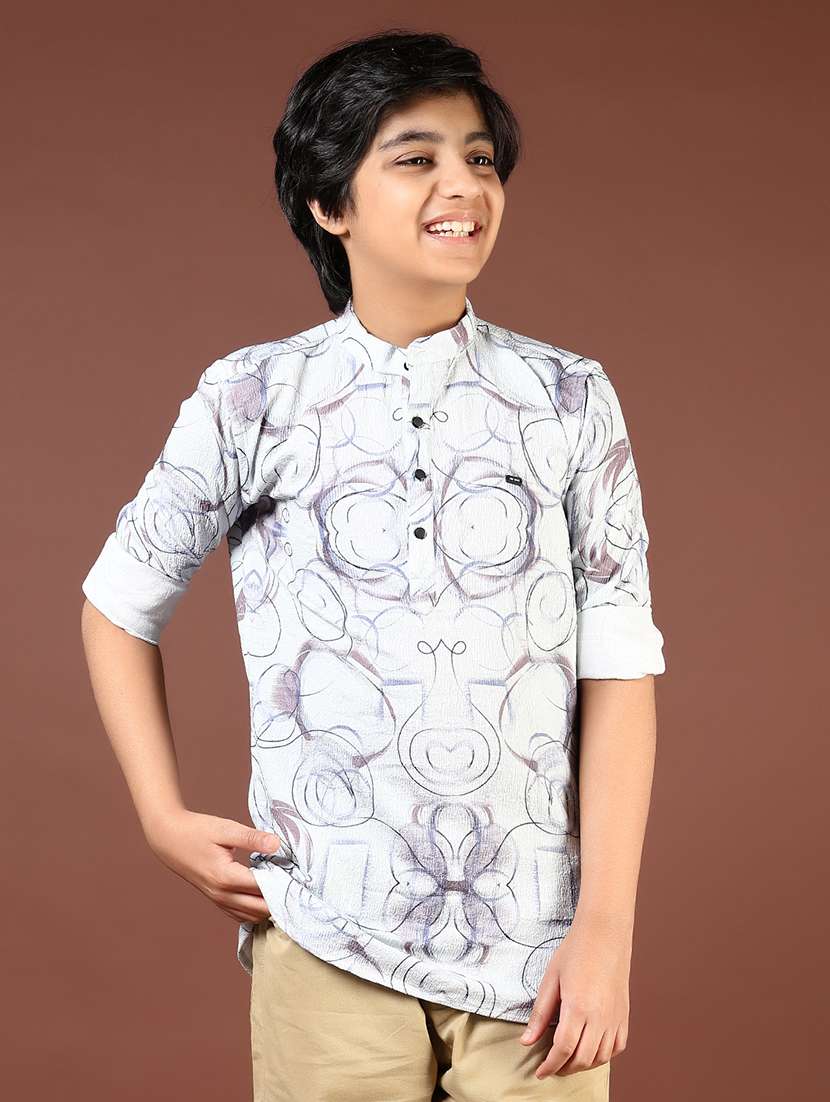 boys pntedri mandarin neck roll-up sleeve kurta