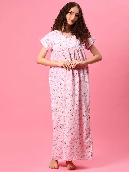 women printed short sleeve nighty - 22165291 -  Standard Image - 0