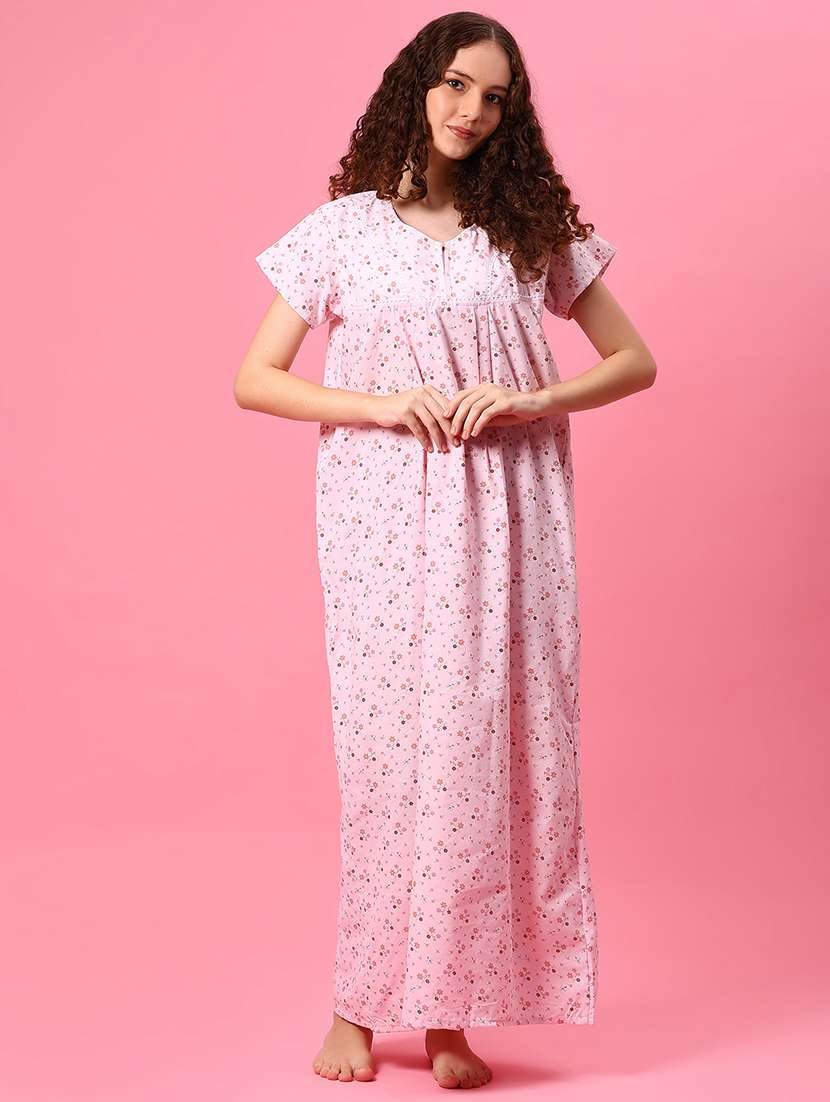 women printed short sleeve nighty