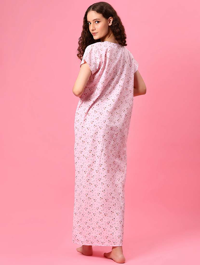 women printed short sleeve nighty - 22165291 -  Standard Image - 3