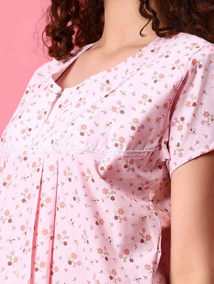 women printed short sleeve nighty - 22165291 -  Standard Image - 5