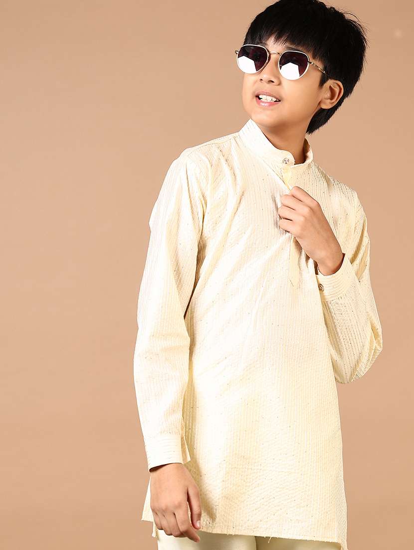 boys embroidered long sleeve kurta and pyjama set - 22165315 -  Standard Image - 3
