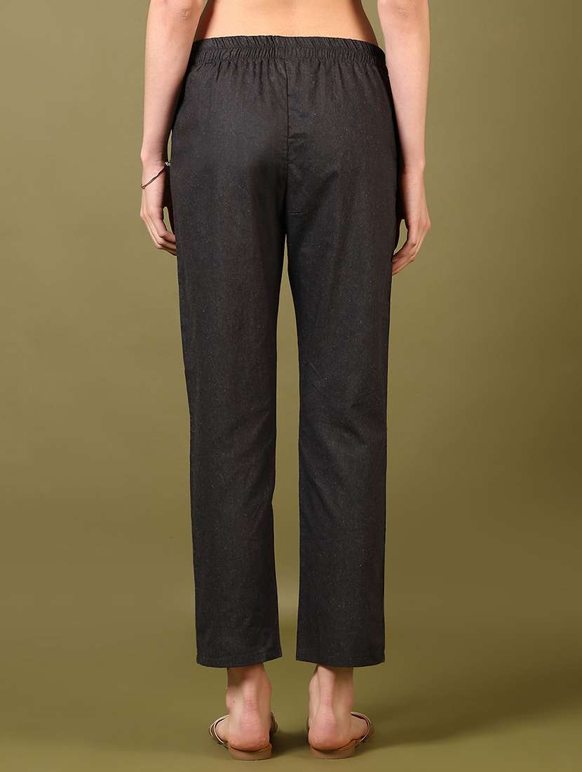 women solid mid rise regular fit tapered pant - 22165442 -  Standard Image - 3