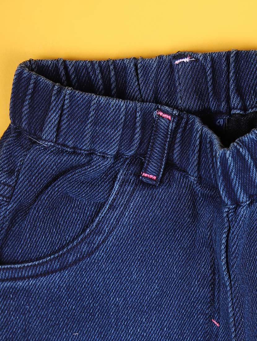 girls solid denim top & trouser co-ord set - 22165515 -  Standard Image - 3