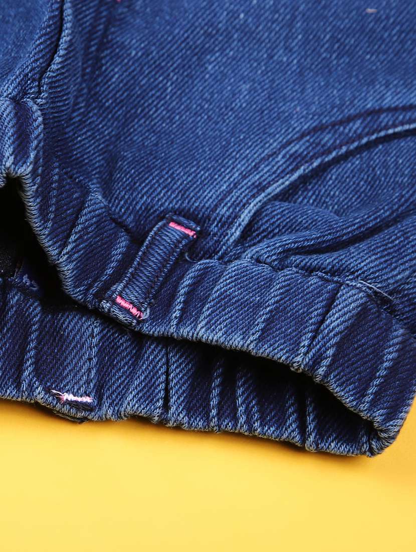 girls solid denim top & trouser co-ord set - 22165515 -  Standard Image - 5