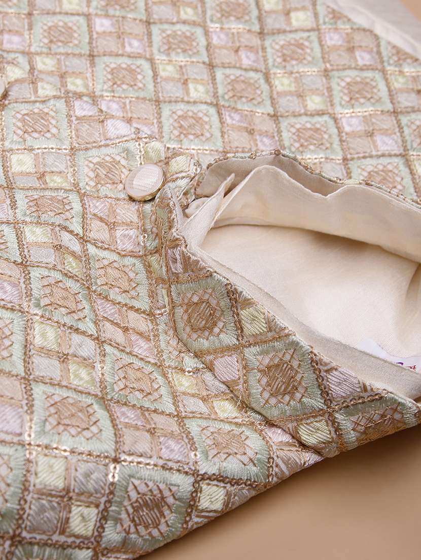 boys embroidered kurta and pyjama set with jacket - 22165577 -  Standard Image - 3