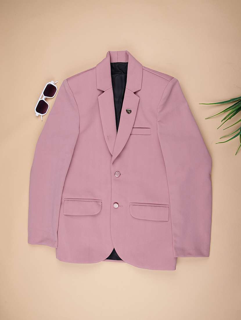 boys solid long sleeve lapel collar blazer