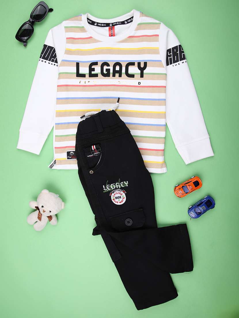 boys printed t-shirt & trouser co-ord set