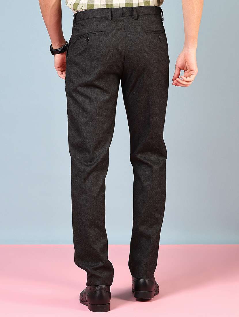 men solid mid rise flat front formal trouser - 22165861 -  Standard Image - 3