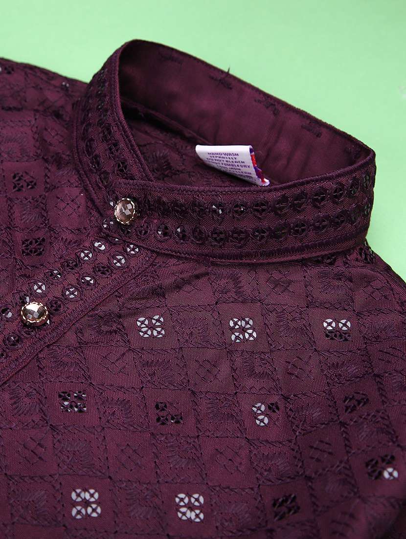 boys embroidered long sleeve kurta and pyjama set - 22165871 -  Standard Image - 3
