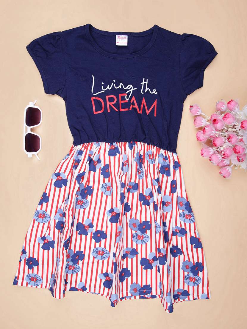 girls printed round neck frock