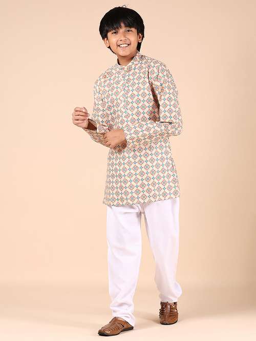 boys printed long sleeve kurta and pyjama set - 22165989 -  Standard Image - 0