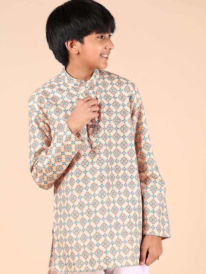 boys printed long sleeve kurta and pyjama set - 22165989 -  Standard Image - 3