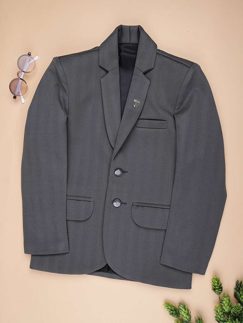 boys solid long sleeve lapel collar blazer