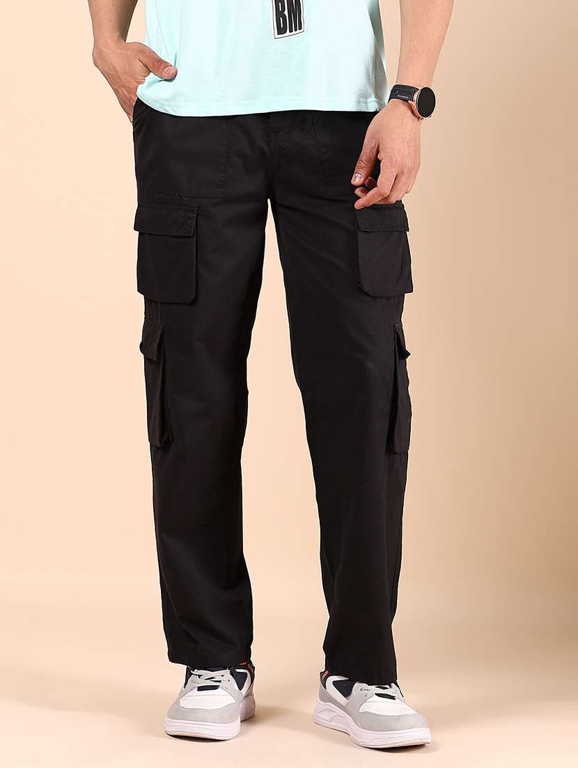 men solid mid rise cargo