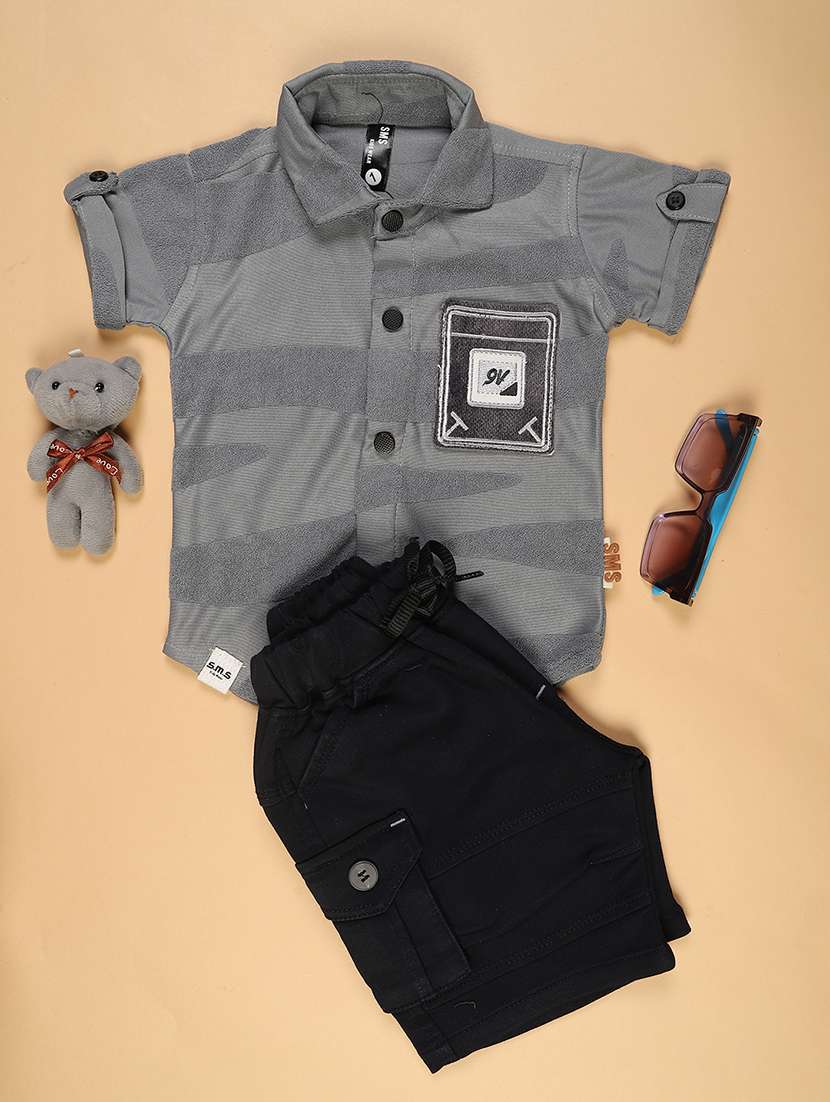 boys solid shorts co-ord set