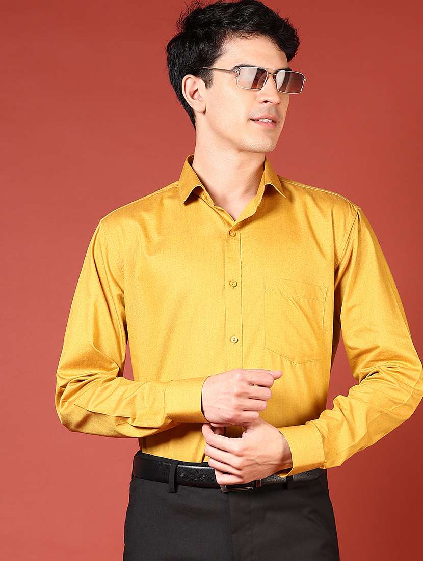 men solid long sleeve regualr fit formal shirt