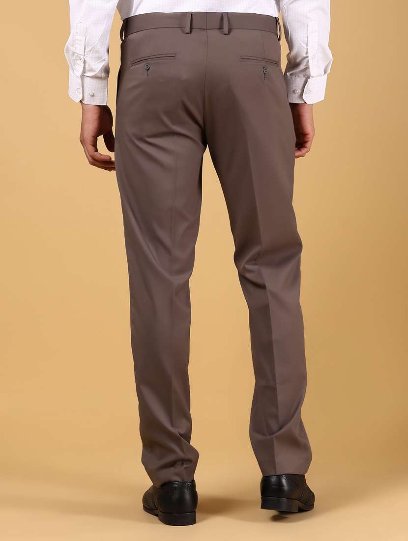 men solid mid rise flat front formal trouser - 22166481 -  Standard Image - 3