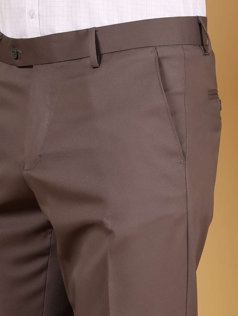 men solid mid rise flat front formal trouser - 22166481 -  Standard Image - 5