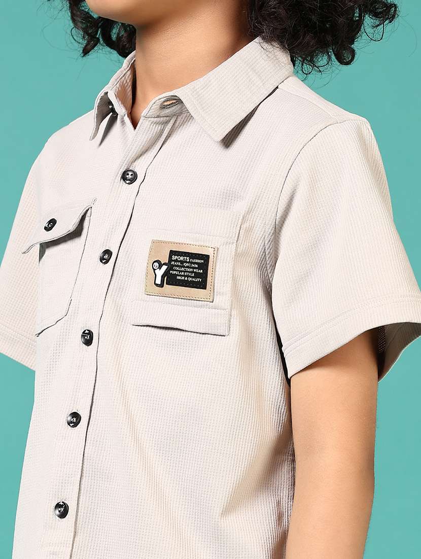 boys solid short sleeve casual shirt - 22166566 -  Standard Image - 5