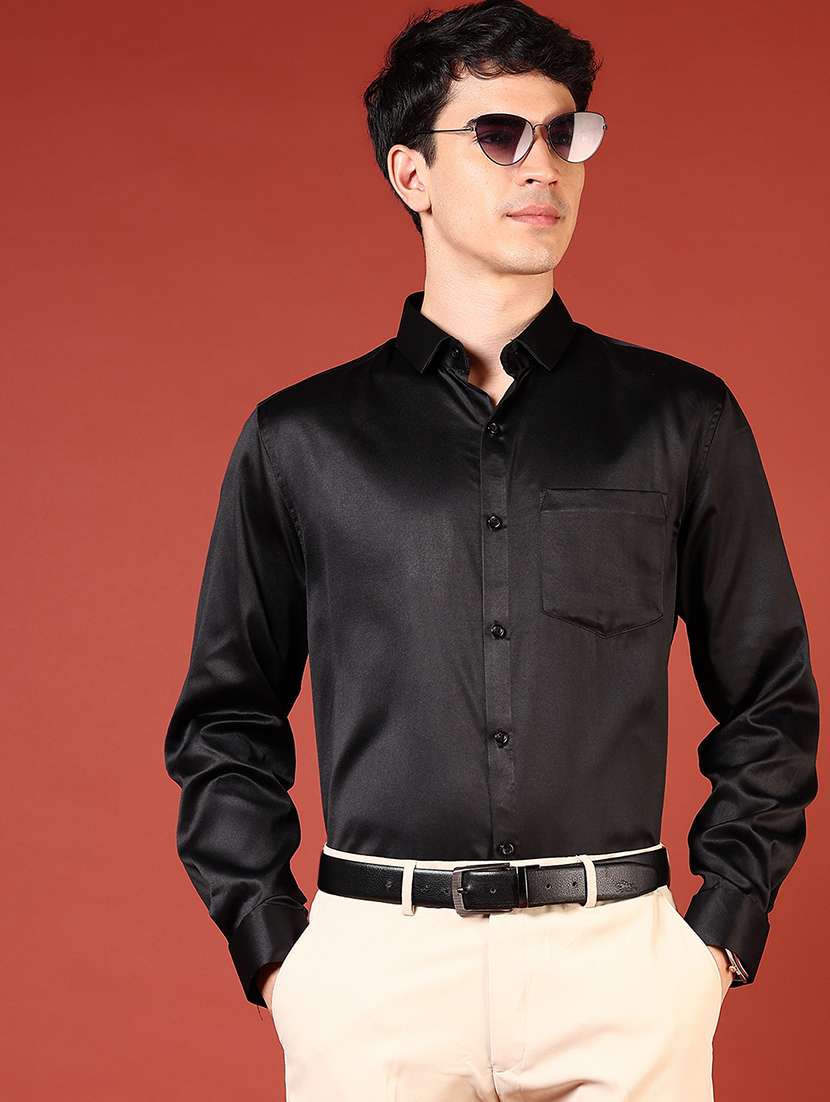 men solid long sleeve regualr fit formal shirt
