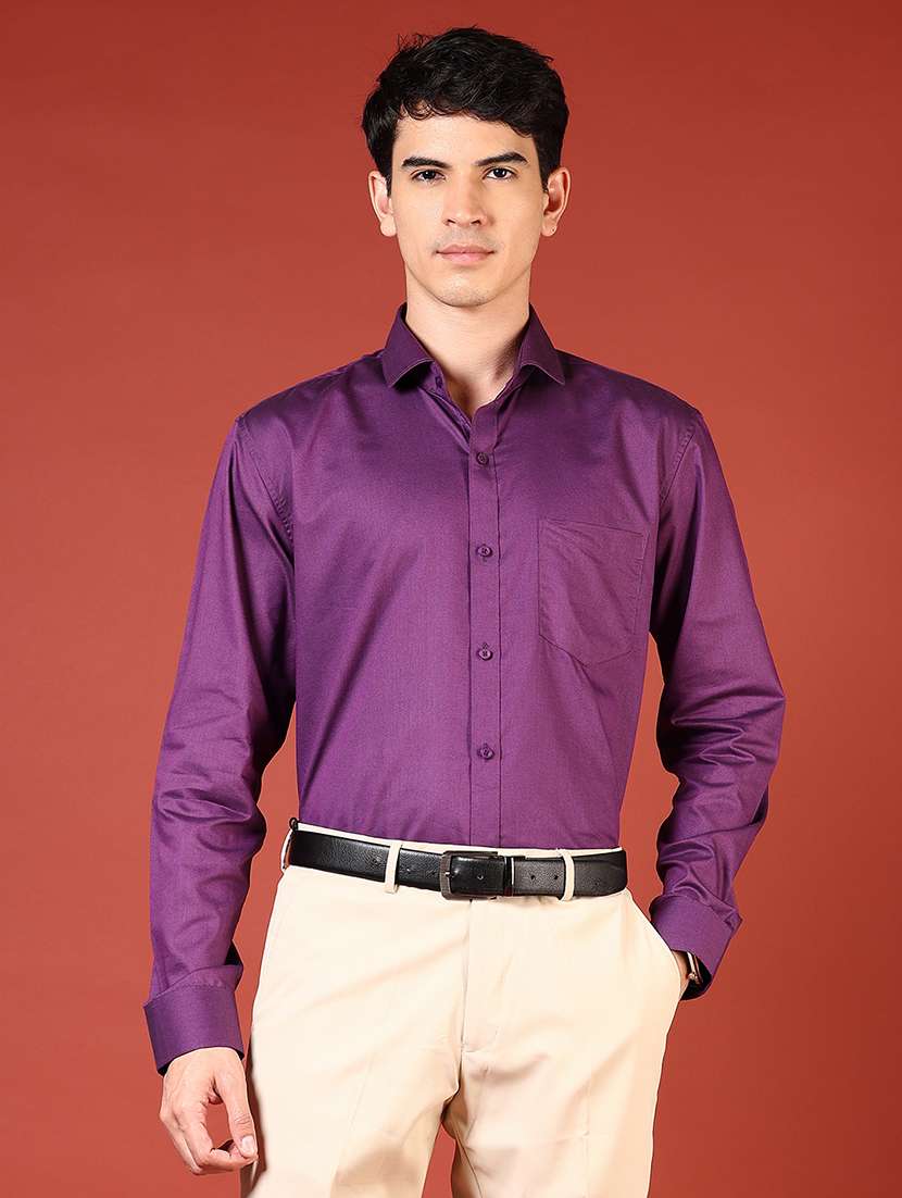 men solid long sleeve regualr fit formal shirt